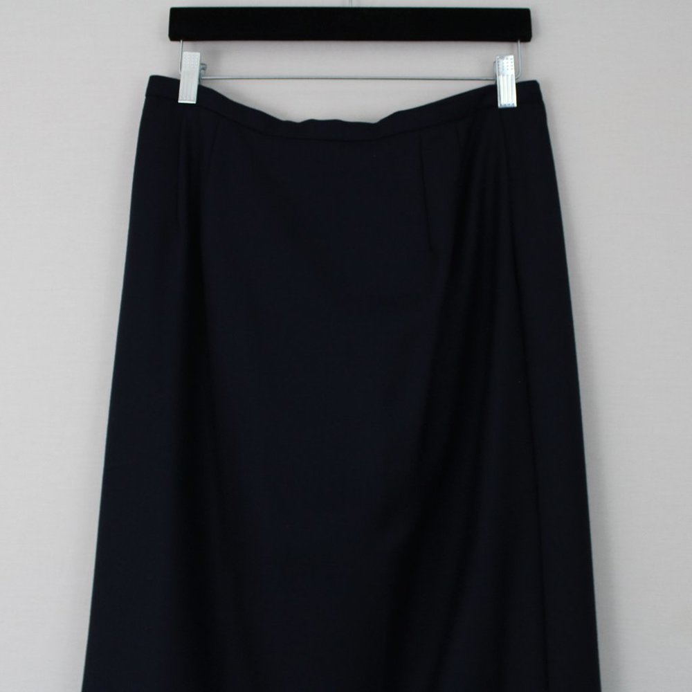 Pendleton Solid Navy Blue Long Plaid Stripe Skirt - image 8